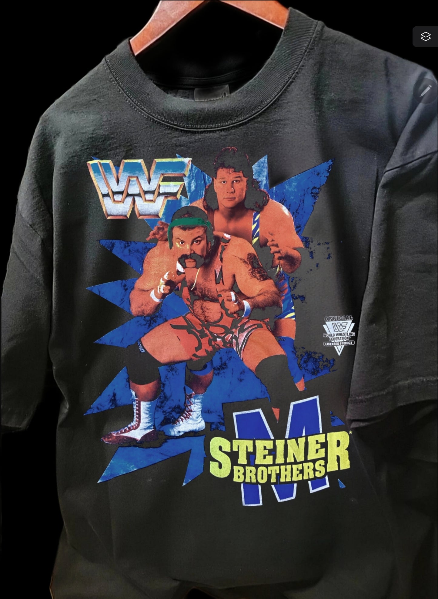 WWF STEINER BROTHERS ON SHAKA HEAVYWEIGHT GARMETDYEDTSHIRT "wrestling