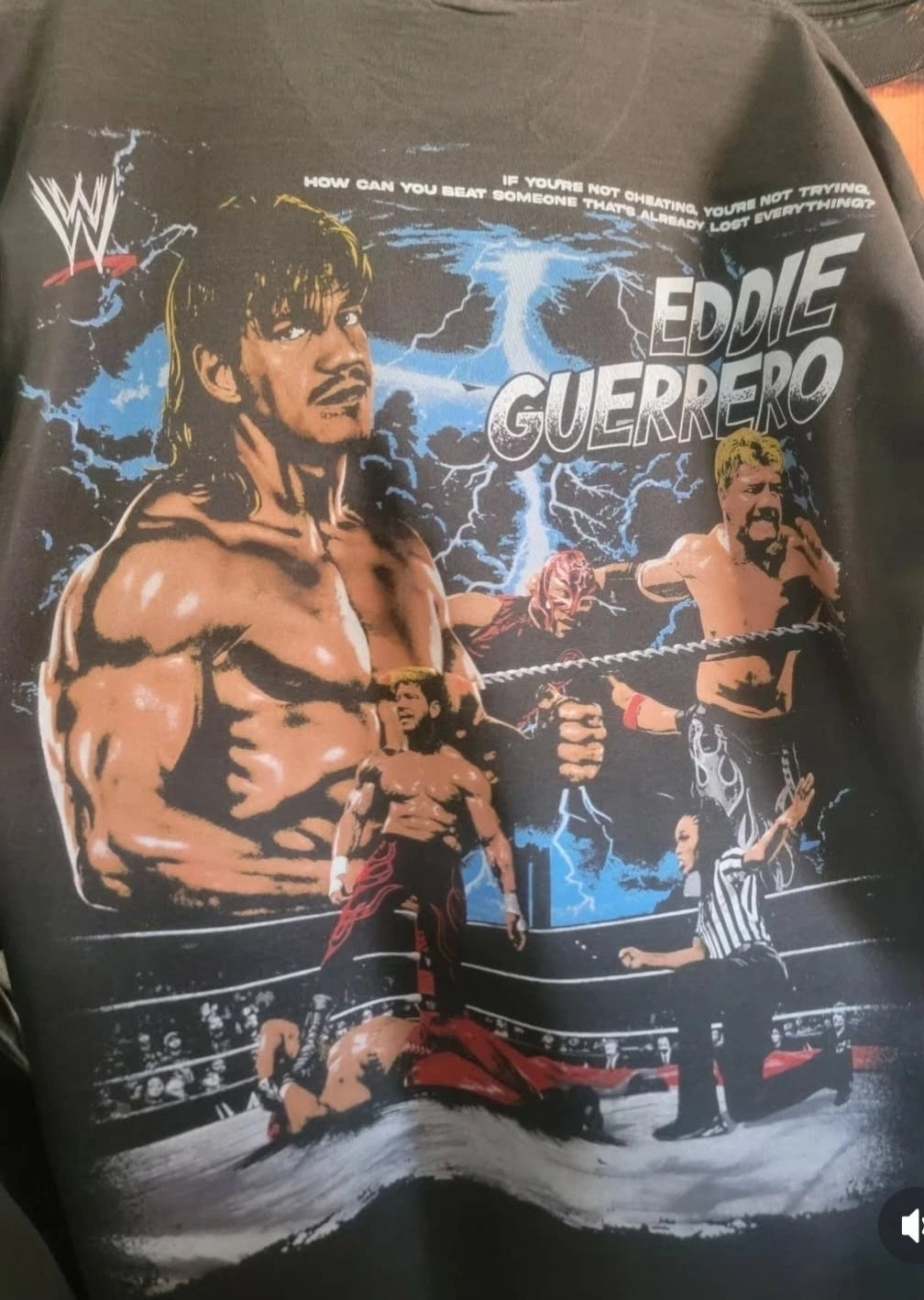 EDDIE GUERRERO ON SHAKA HEAVYWEIGHT GARMET DYED T SHIRT" WRESTLING