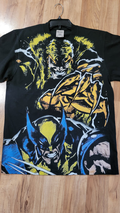 SABRETOOTH AND WOLVERINE ON SHAKA HEAVY GARMET DYED T SHIRT