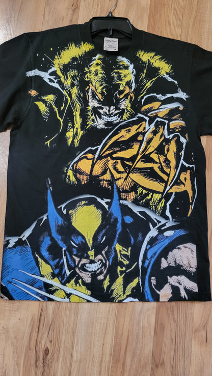 SABRETOOTH AND WOLVERINE ON SHAKA HEAVY GARMET DYED T SHIRT