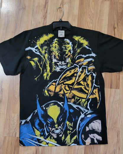 SABRETOOTH AND WOLVERINE ON SHAKA HEAVY GARMET DYED T SHIRT