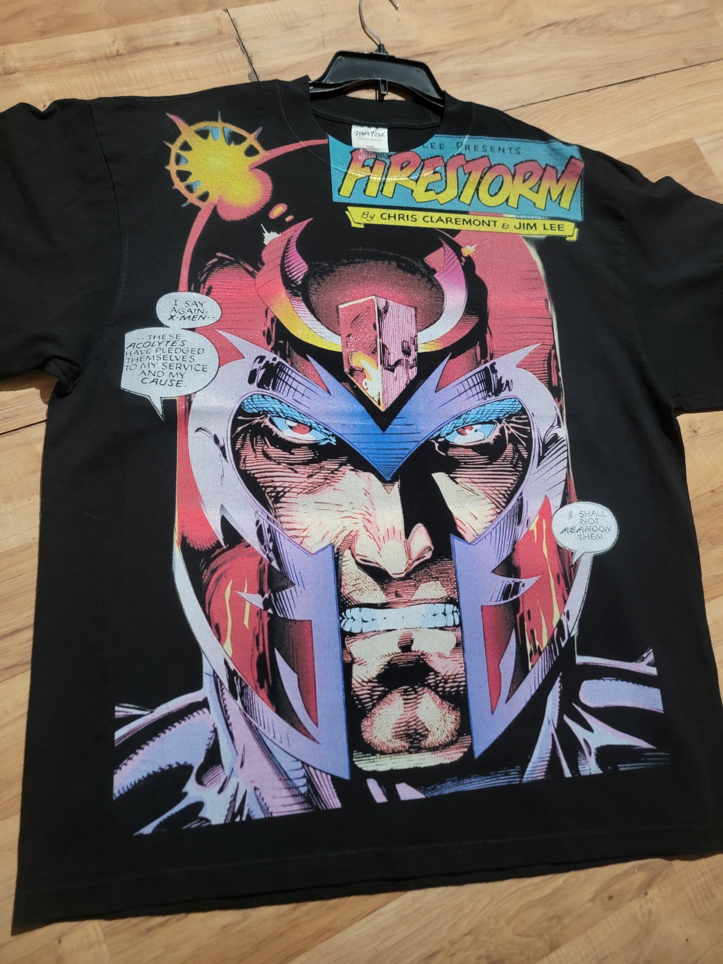 MAGNETO JUMBO PRINT  ON SHAKA HEAVY GARMET DYED T SHIRT