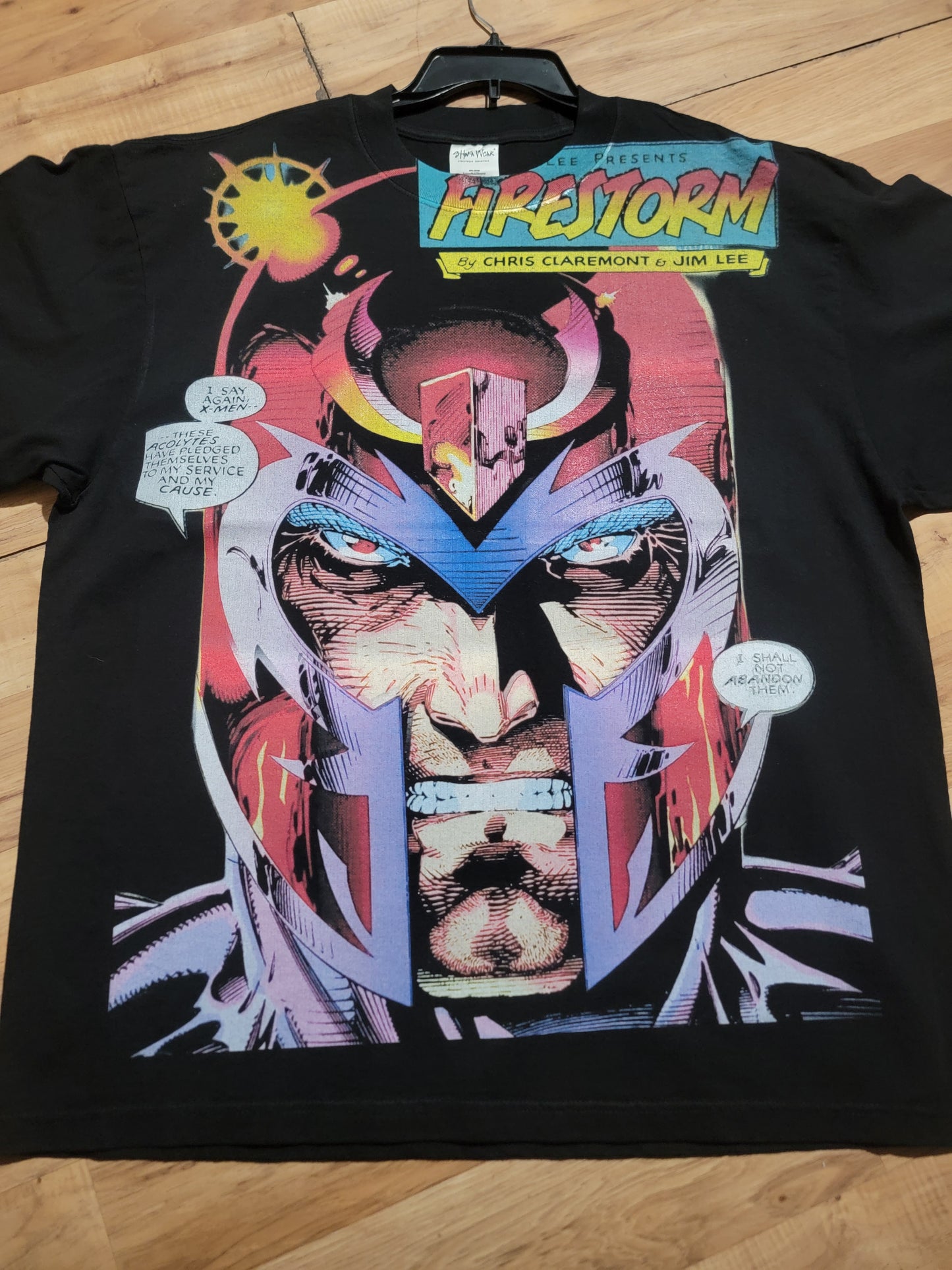 MAGNETO JUMBO PRINT  ON SHAKA HEAVY GARMET DYED T SHIRT