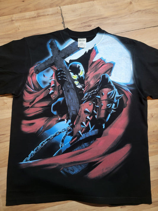 SPAWN JUMBO PRINT ON SHAKA HEAVY GARMET DYED T SHIRT