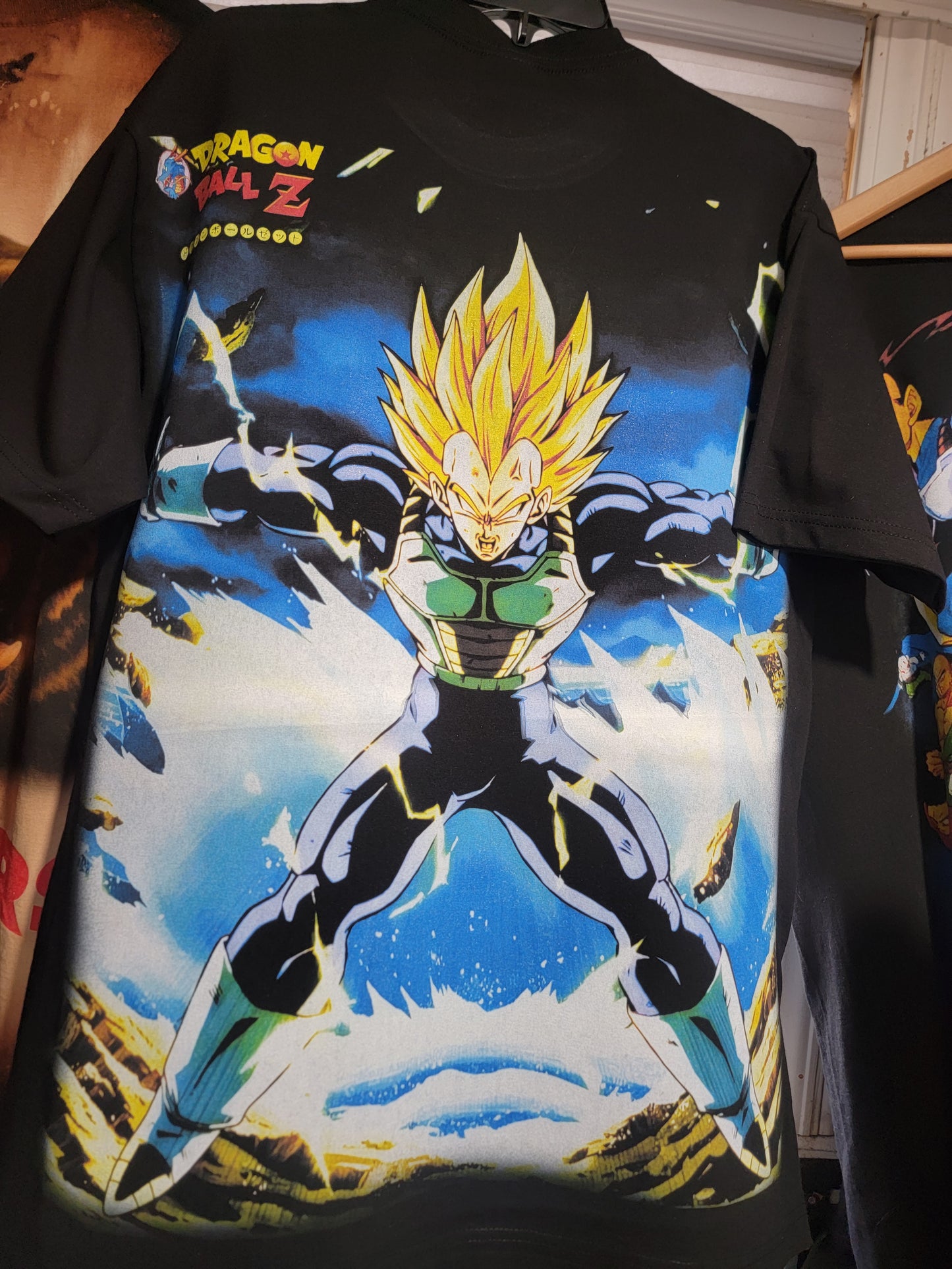 BIG PRINT DRAGON BALL Z VEGETA ON SHAKA HEAVYWEIGHT GARMET DYED T SHIRT