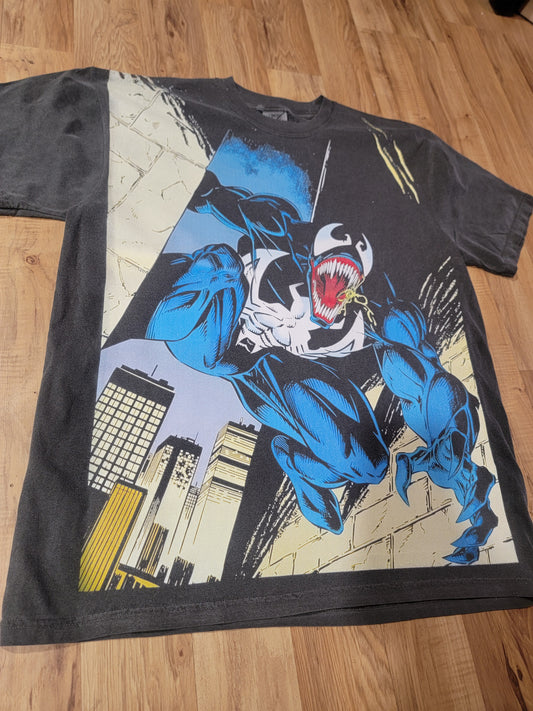 VENOM ON SHAKA HEAVYWEIGHT GARMET DYED T SHIRT BIG PRINT