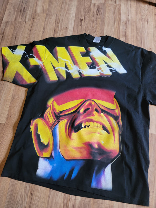 CYCLOPS XMEN JUMBO PRINT T ON SHAKA HEAVY GARMET DYED T SHIRT