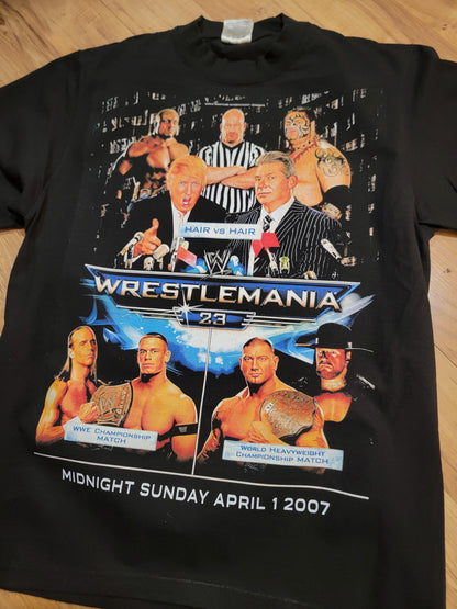 WRESTLEMANIA 23 MCMAHON VS. TRUMP "HAIR VS HAIR"  SHAKA HEAVYWEIGHT GARMET DYED T SHIRT "MODERN" WRESTLING