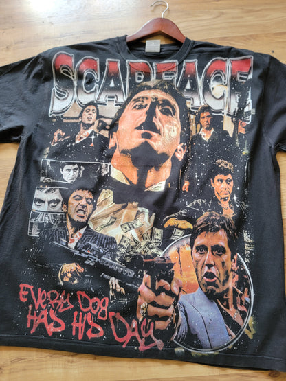 SCAREFACE ON SHAKA HEAVYWEIGHT GARMET DYED T SHIRT "MOVIE"