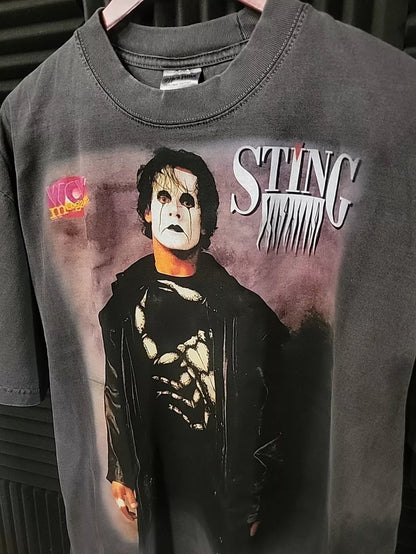 STING WCW POSTER PULL OUT ON A SHAKA SPERMAX HEAVYWEIGHT T SHIRT MODERN WRESTLING