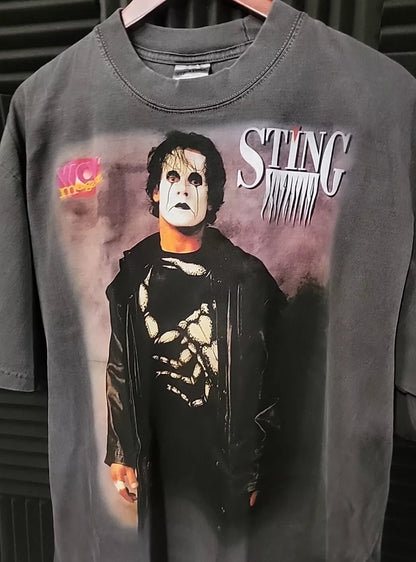 STING WCW POSTER PULL OUT ON A SHAKA SPERMAX HEAVYWEIGHT T SHIRT MODERN WRESTLING