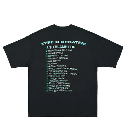 TYPE O NEGATIVE  BLOODY KISSES ON SHAKA HEAVYWEIGHT GARMET DYED T SHIRT
