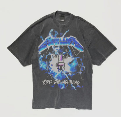 METALLICA RIDE THE LIGHTNING ON 7,5OZ SHAKA HEAVYWEIGHT GARMET DYED T SHIRT
