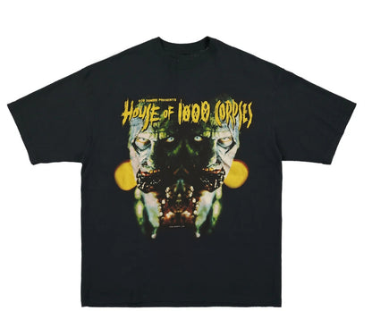 HOUSE OF A 1000 CORPSES ON A SHAKA HEAVYWEIGHT GARMET DYED T SHIRT " MODERN