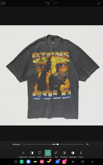 STONE COLD ON SHAKA HEAVYWEIGHT GARMET DYED T SHIRT "MODERN WRESTLING