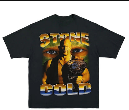 STONE COLD ON SHAKA HEAVYWEIGHT GARMET DYED T SHIRT "MODERN WRESTLING