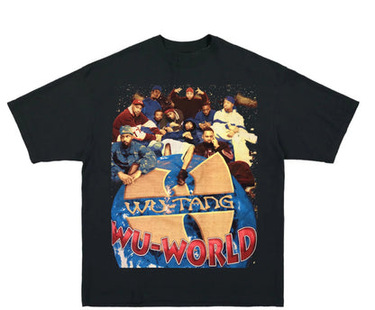 WU WORLD ON A SHAKA HEAVYWEIGHT GARMET DYED T SHIRT "MODERN