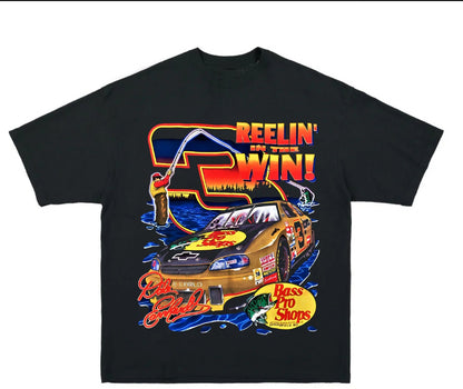 REELIN IN THE WIN DALE EARNHARDT ON SHAKA HEAVYWEIGHT GARMET DYED T SHIRT