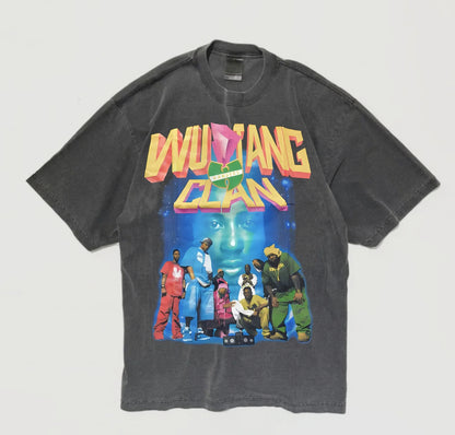 WU RANGERS ON A SHAKA HEAVYWEIGHT GARMET DYED T SHIRT "MODERN"