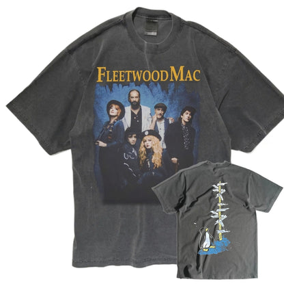 1990 DESIGN Fleetwood Mac Behind The Mask T ON SHAKA HEAVYWEIGHT GARMET DYED T SHIRT "MODERN"
