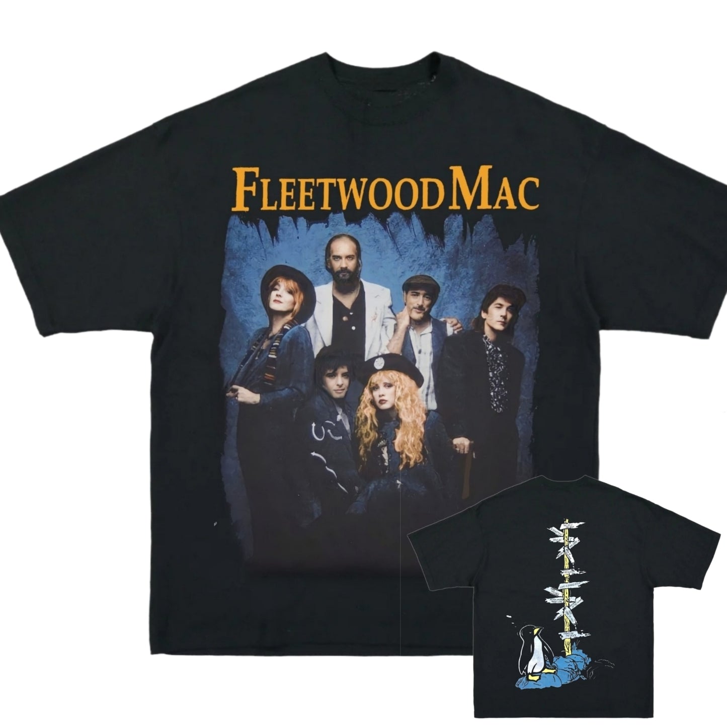 1990 DESIGN Fleetwood Mac Behind The Mask T ON SHAKA HEAVYWEIGHT GARMET DYED T SHIRT "MODERN"