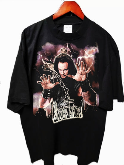 UNDERTAKER ON SHAKA HEAVYWEIGHT GARMET DYED T SHIRT "MODERN " WRESTLING