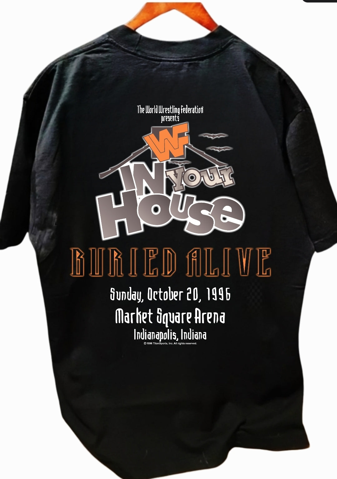 WWF Wrestling Shirt In Your House 1996 Design BURIED ALIVE PPV Undertaker Foley "MODERN