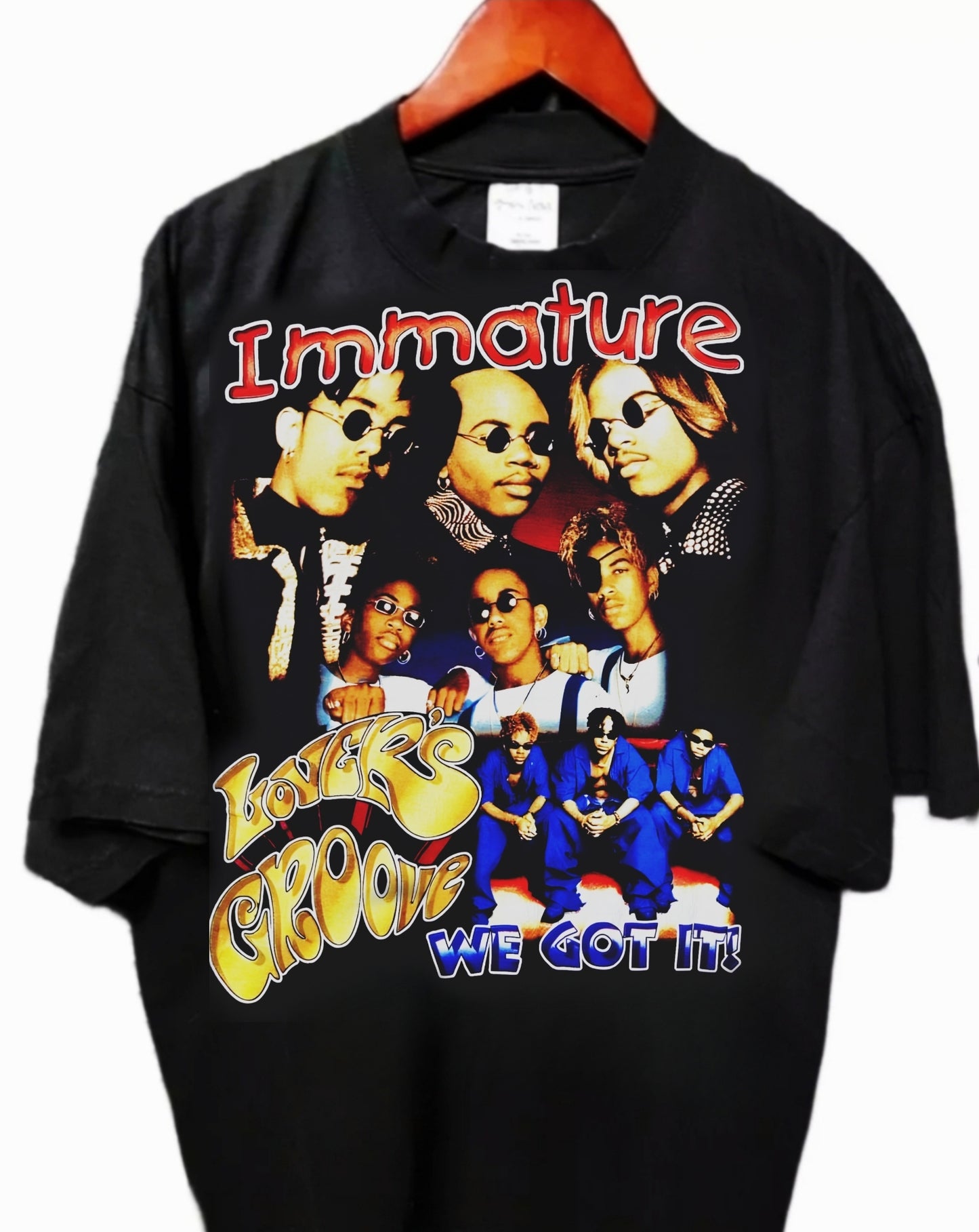 Immature 90s stye bootleg on shaka garmet dyed heavyweight t shirt "modern