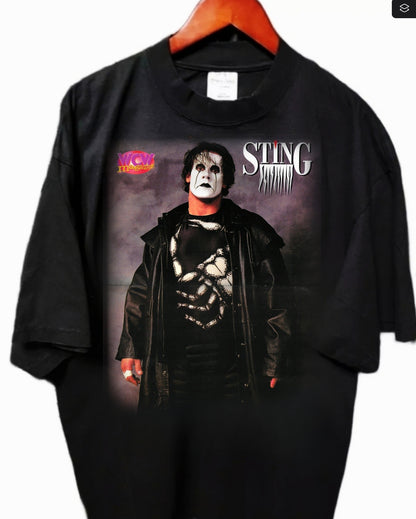 STING WCW POSTER PULL OUT ON A SHAKA SPERMAX HEAVYWEIGHT T SHIRT MODERN WRESTLING