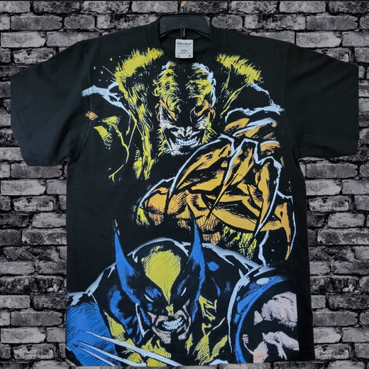 SABRETOOTH AND WOLVERINE ON SHAKA HEAVY GARMET DYED T SHIRT