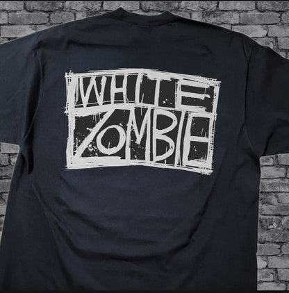 WHITE ZOMBIE CUSTOM ON SHAKA HEAVY GARMET DYED T SHIRT