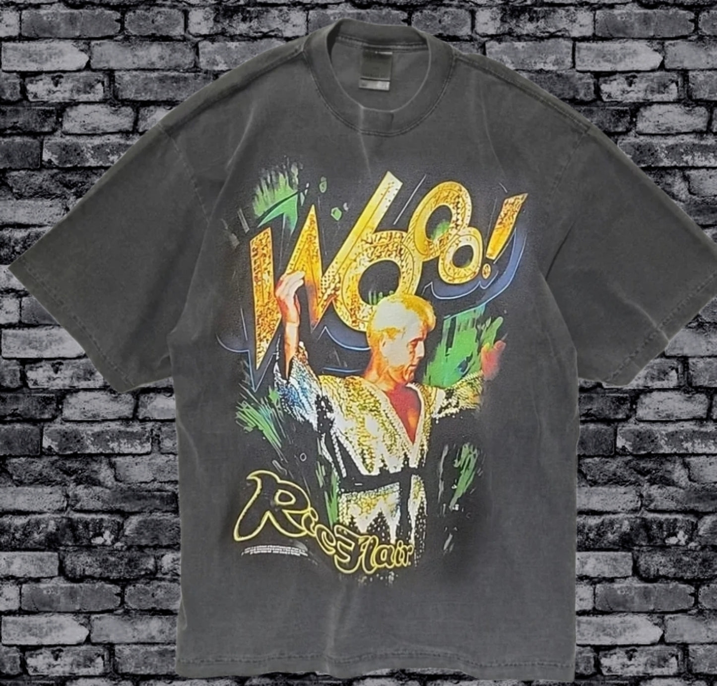 RIC FLAIR Woooo! T SHIRT ON VNTG SHAKA HEAVY GARMET DYED ' MODERN