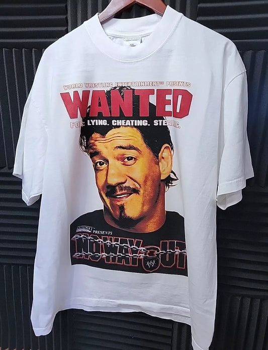 WANTED NO WAY OUT EDDIE GUERRERO ON WHITE SHAKA HEAVYWEIGHT GARMET DYED T SHIRT