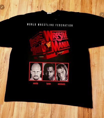 WRESTLEMANIA 14 ON SHAKA HEAVYWEIGHT GARMET DYED T SHIRT WRESTLING