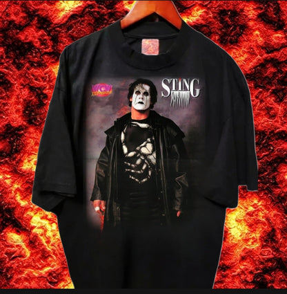 STING WCW POSTER PULL OUT ON A SHAKA SPERMAX HEAVYWEIGHT T SHIRT MODERN WRESTLING