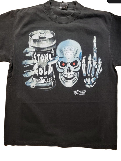 STONE COLD WHOOP ASS ON SHAKA HEAVYWEIGHT GARMET DYED T SHIRT, MODERN WRESTLING