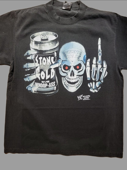 STONE COLD WHOOP ASS ON SHAKA HEAVYWEIGHT GARMET DYED T SHIRT, MODERN WRESTLING