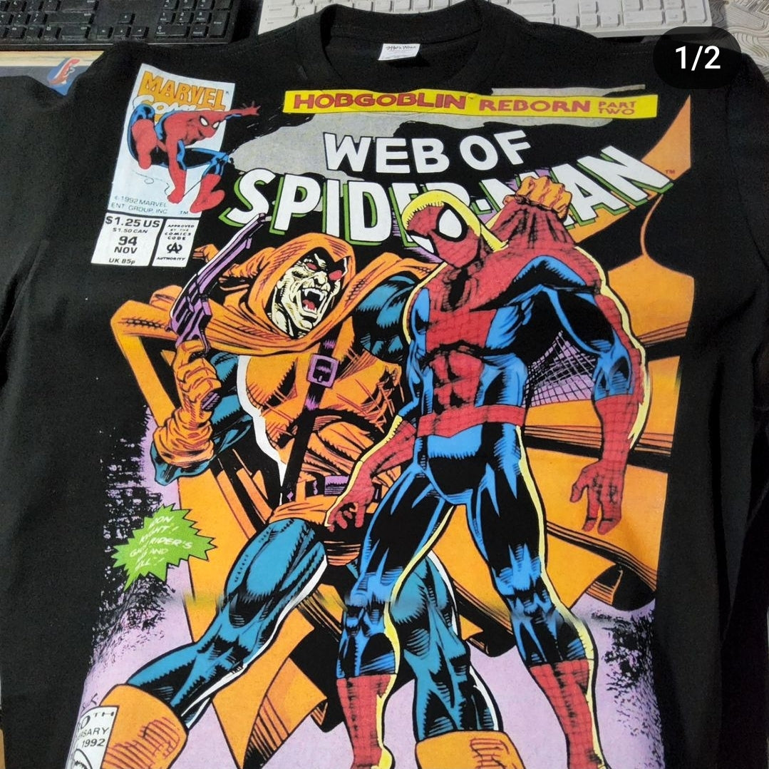SPIDERMAN HOBGOBLIN ON SHAKA HEAVY GARMET DYED T BIG PRINT