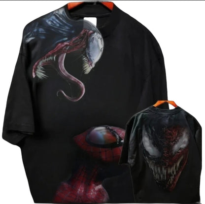 VENOM VS SPIDERMAN ON A SHAKA HEAVYWEIGHT GARMET DYED T SHIRT "MODERN"