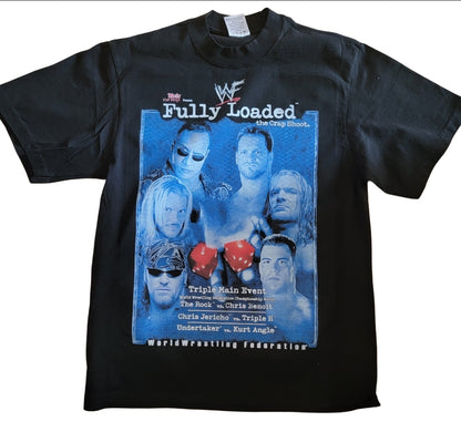 RETRO 2000 WWF Fully Loaded Shirt Triple H Chris Benoit Kurt Angle The Rock Wrestling