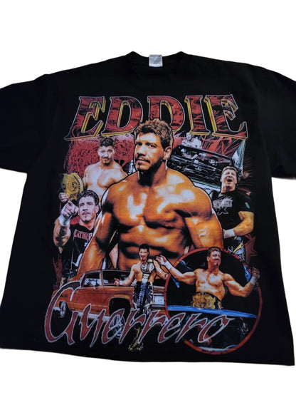 EDDIE GUERRERO BIG PRINT ON SHAKA HEAVYWEIGHT GARMET DYED T SHIRT WRESTLING