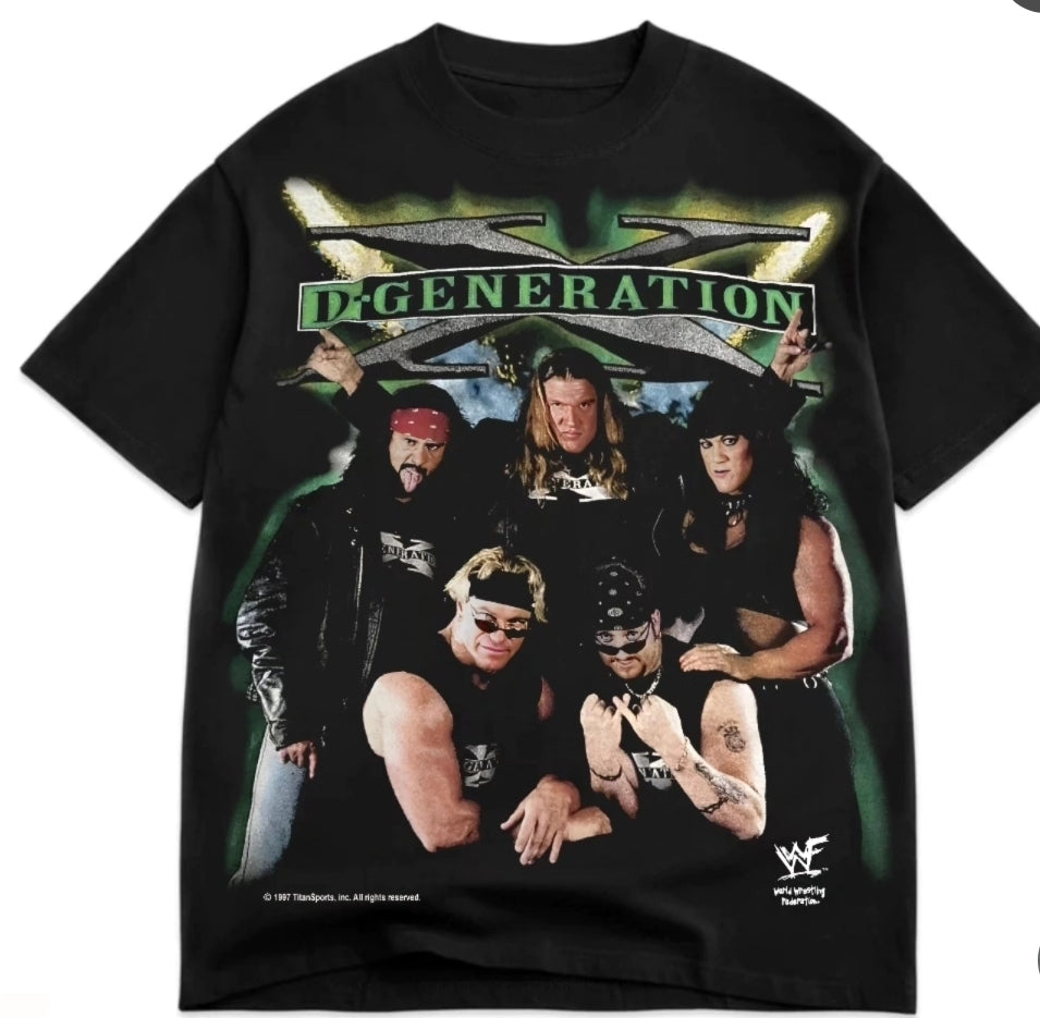 D-generation X on shaka heavyweight garmet dyed t shirt Big print , Wrestling