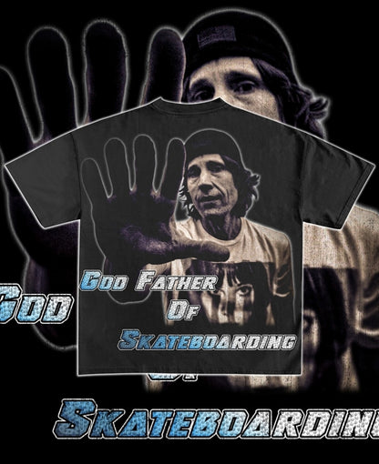RODNEY MULLEN GOD FATHER OF SKATEBOARDI G ON SHAKA HEAVY GARMET DYED T SHIRT BIG PRINT
