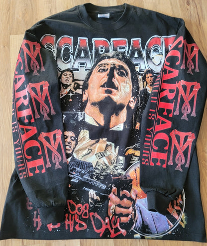 SCAREFACE ON SHAKA HEAVYWEIGHT LONG SLEEVE T SHIRT "MOVIE"