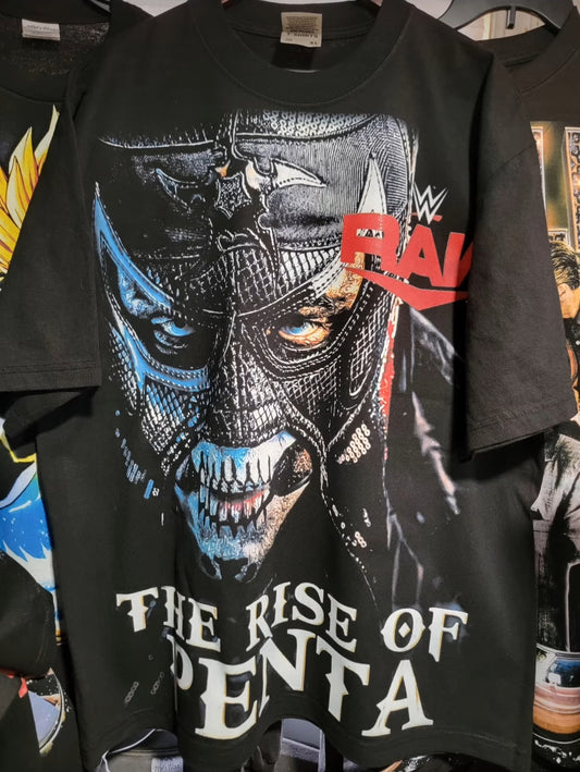 THE RISE OF PENTA ON SHAKA HEAVYWEIGHT GARMET DYED T SHIRT "WRESTLING "