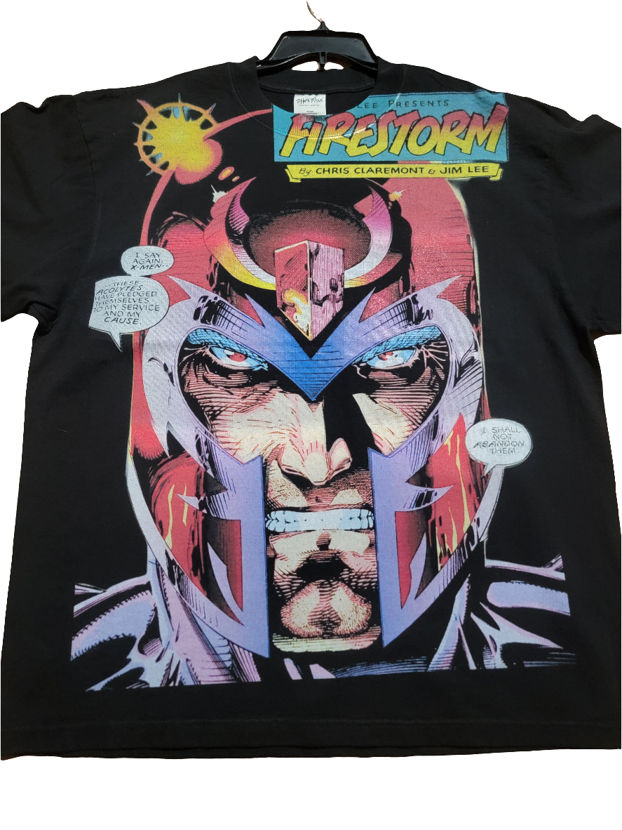 MAGNETO JUMBO PRINT  ON SHAKA HEAVY GARMET DYED T SHIRT