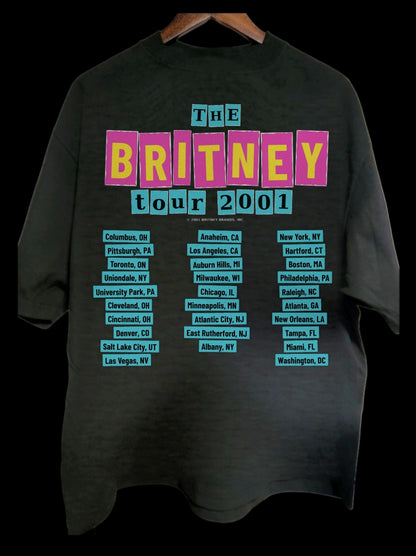 2001 Britney Spears Tour T-Shirt Black Modern