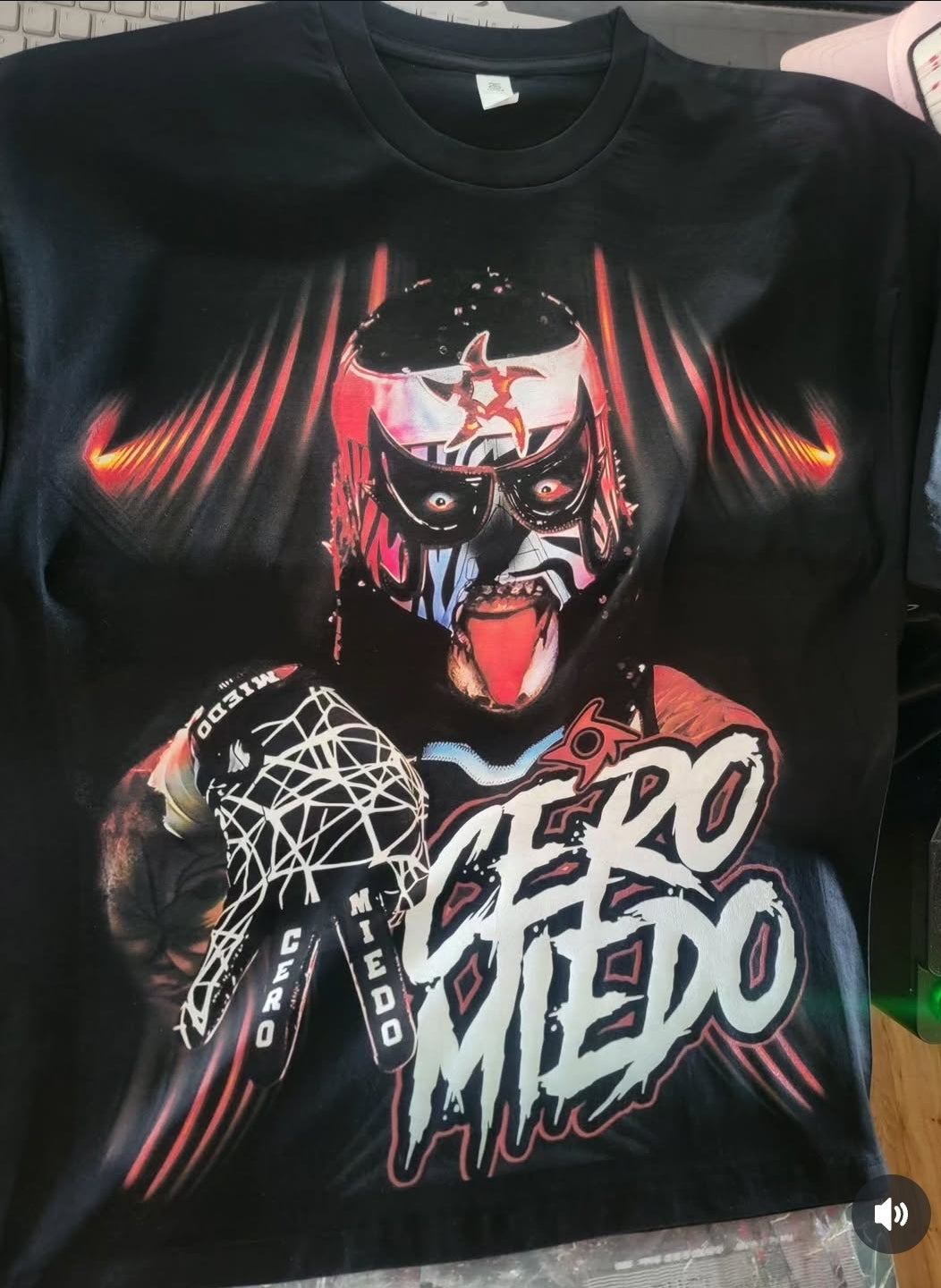 PENTA CERO MIEDO ON SHAKA HEAVYWEIGHT GARMET DYED T SHIRT "WRESTLING "