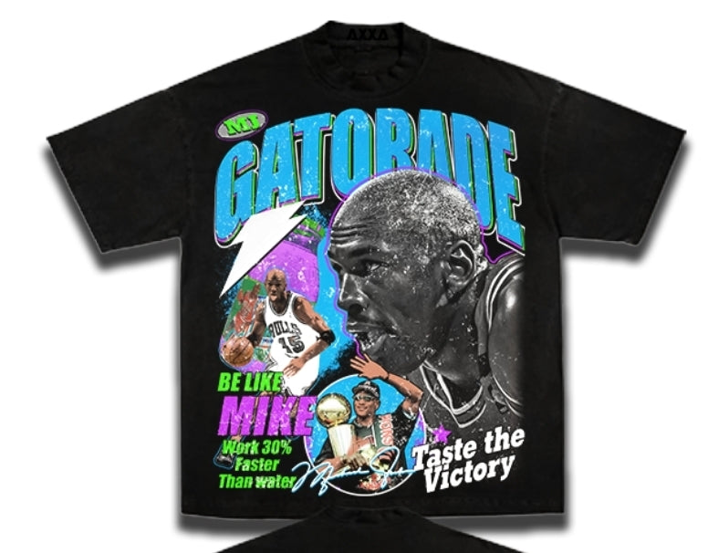 JORDAN GATORADE (FRONT& BACK  HIT) ON SHAKA HEAVYWEIGHT GARMET DYED T SHIRT
