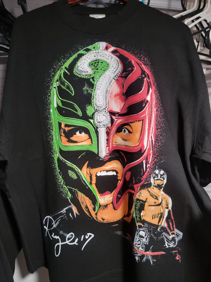 BIG FACE REY MYSTERIO ON SHAKA HEAVYWEIGHT GARMET DYED T SHIRT (Wrestling
